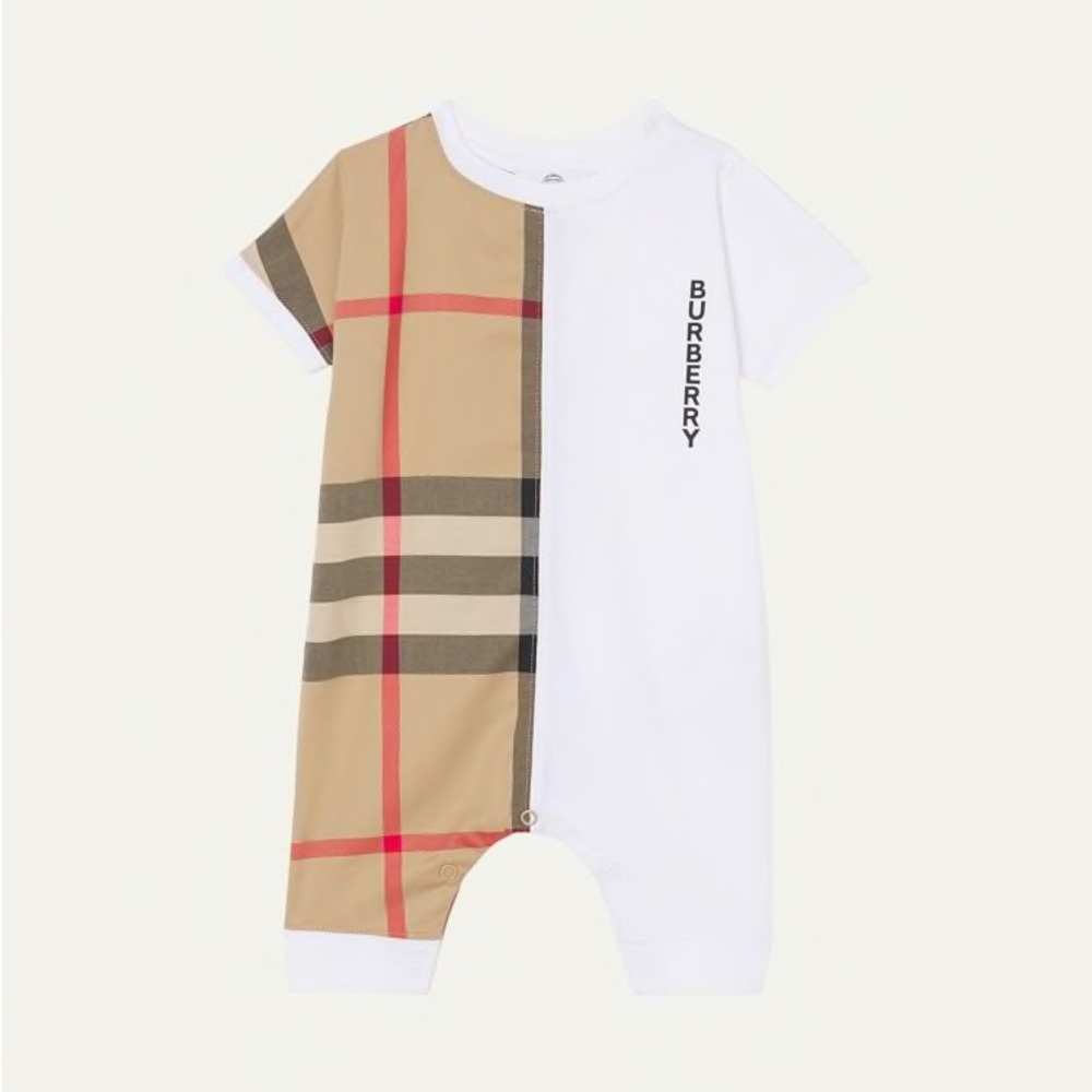 Like New! Burberry Lennox Vintage Check Logo Romper - 9 months